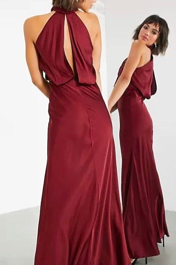 the ayanda dress in burgundy