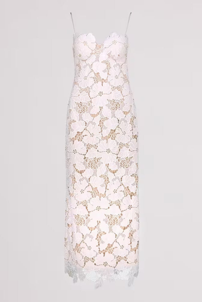 The Taylie White Lace Midi Dress