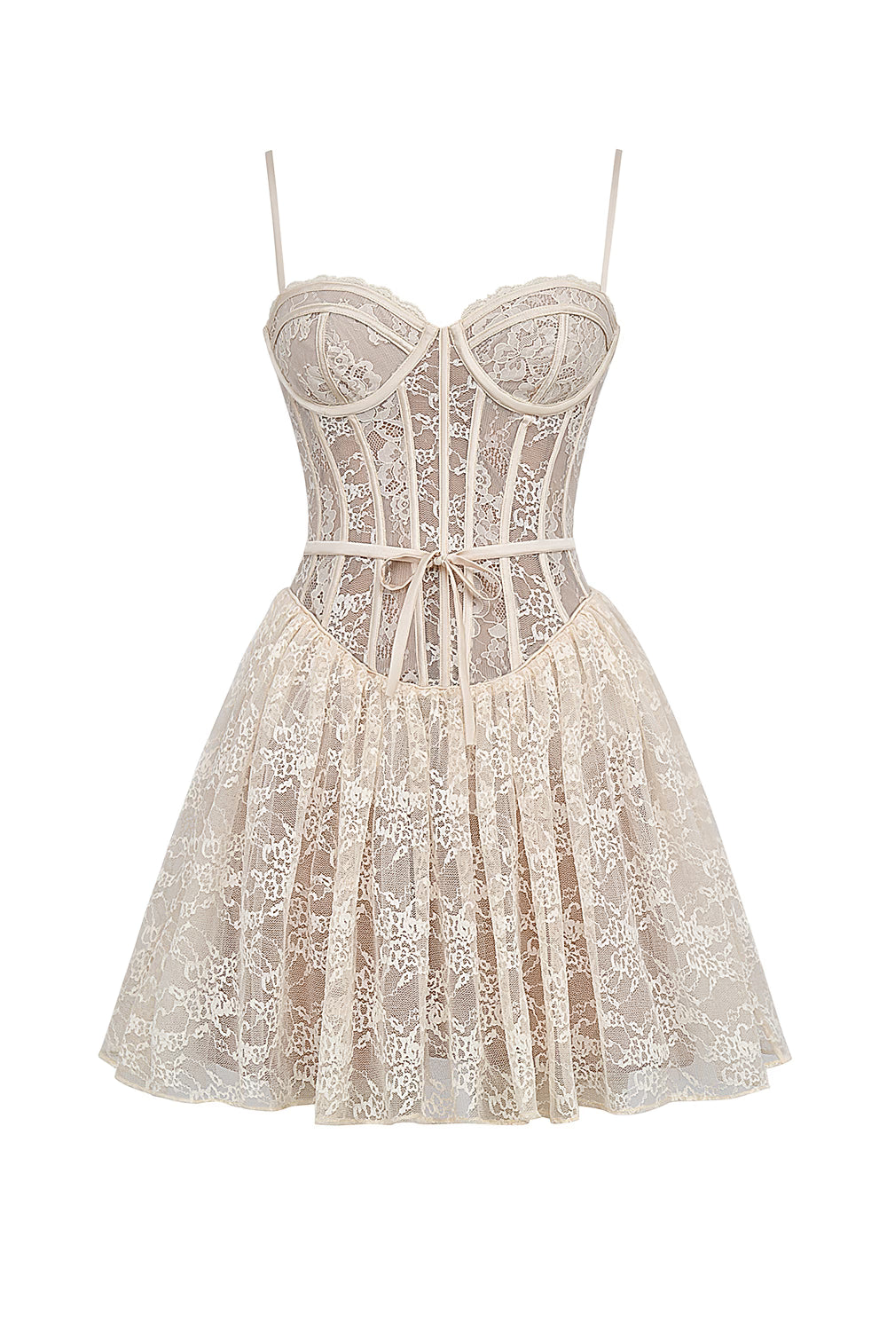 Louisa Vintage Cream Lace Mini Dress