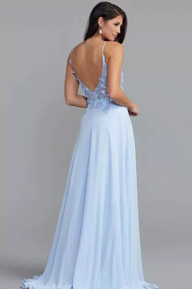 Blue Sheer Bodice Maxi Dress - Resale