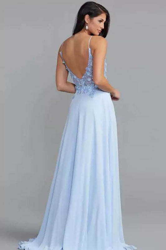 Blue Sheer Bodice Maxi Dress - Resale