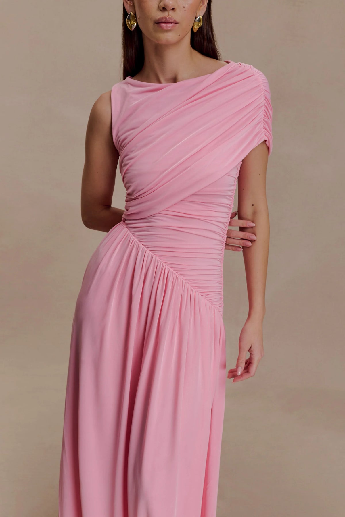 The Ayeshya Slinky Asymmetric Maxi Dress