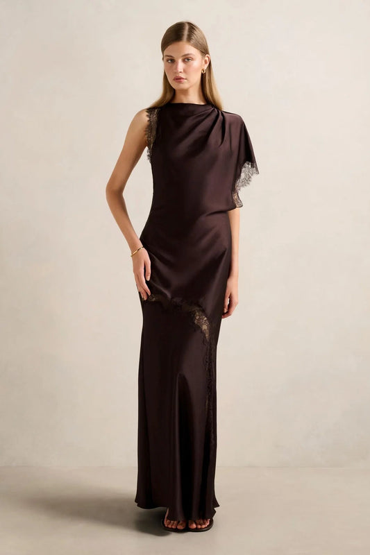 Kody Satin Lace Asym Dress