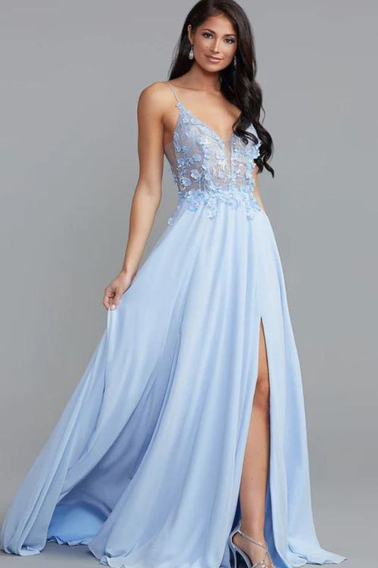 Blue Sheer Bodice Maxi Dress - Resale