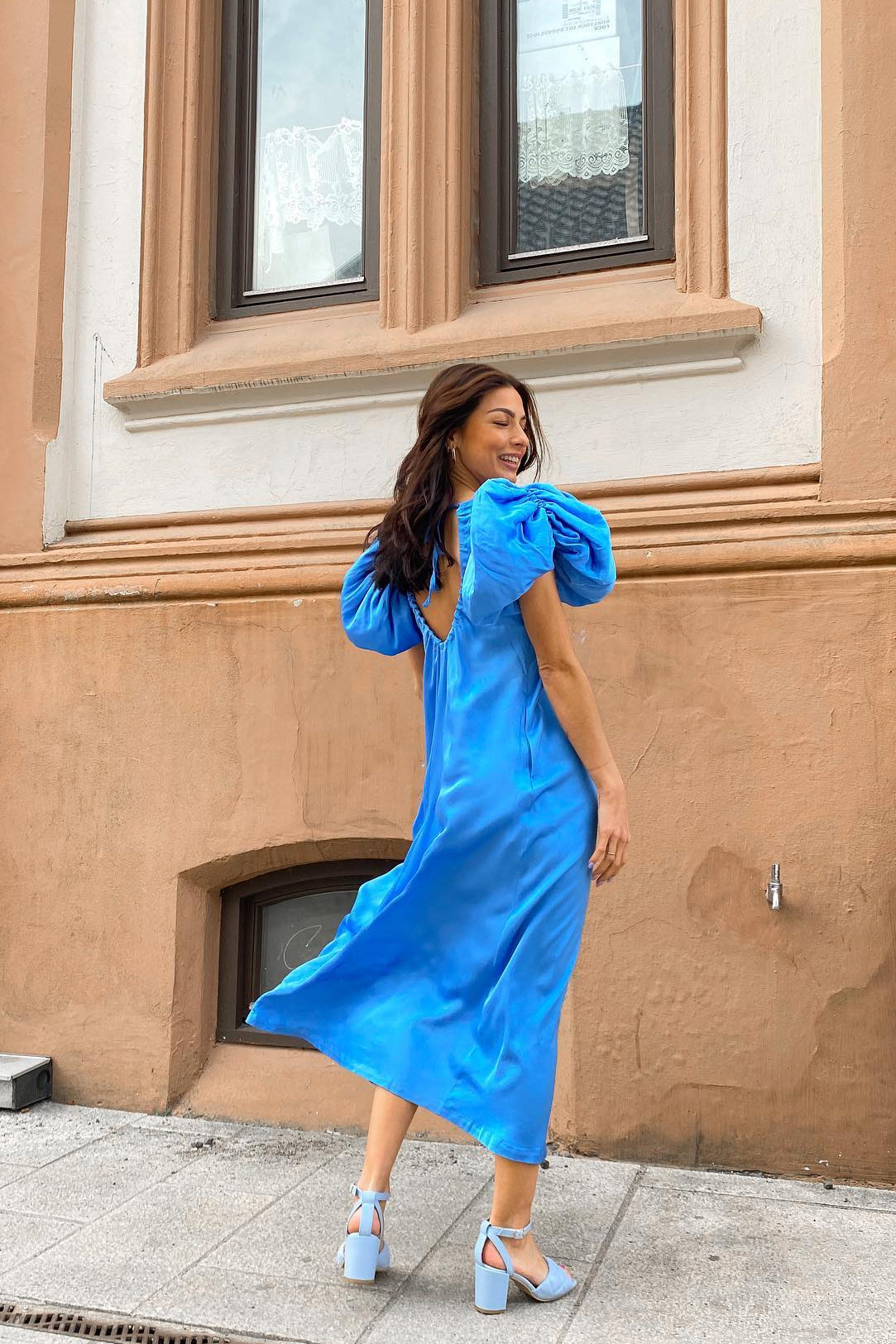 The Duddi Puff-Sleeve Midi Dress