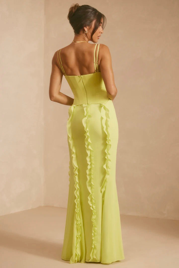 the yves dress in lime green