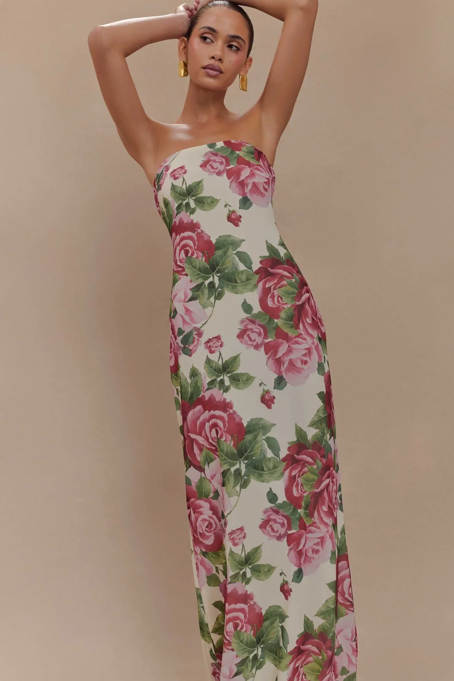 Ella Strapless Chiffon Maxi Dress