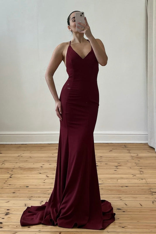 the elain gown in burgundy