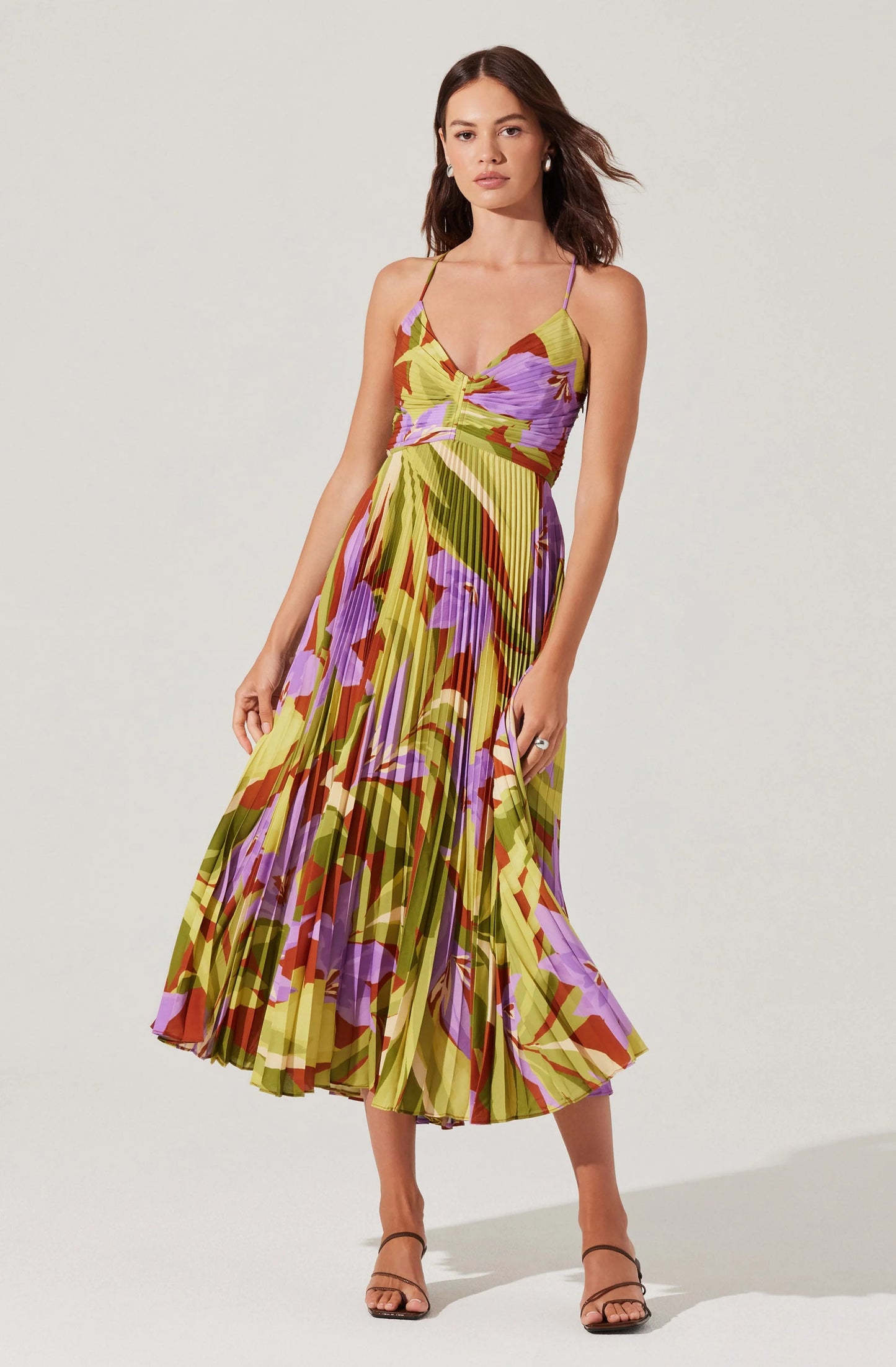 The Blythe Dress in Green Rust Floral