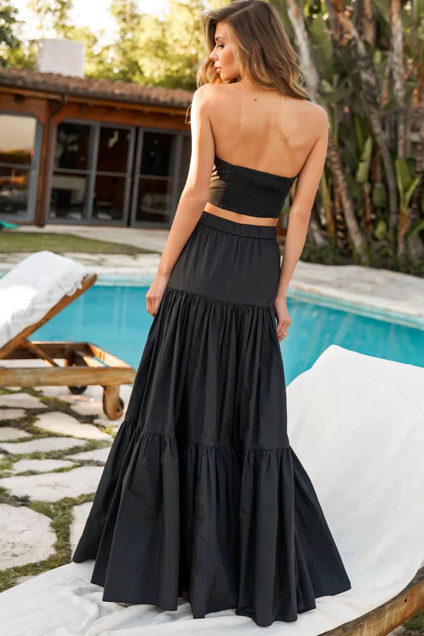 Vittoria Black Top and Maxi Skirt Set - Resale