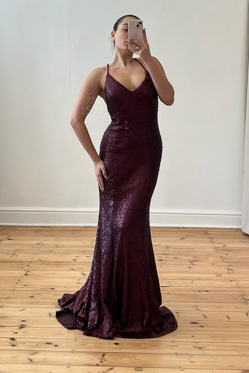 the nesta gown in plum