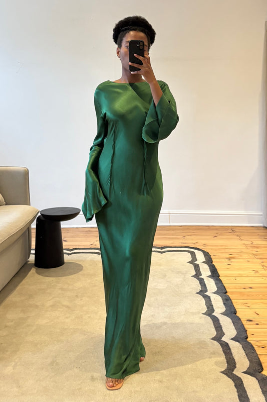 The Emerald Satin Dress
