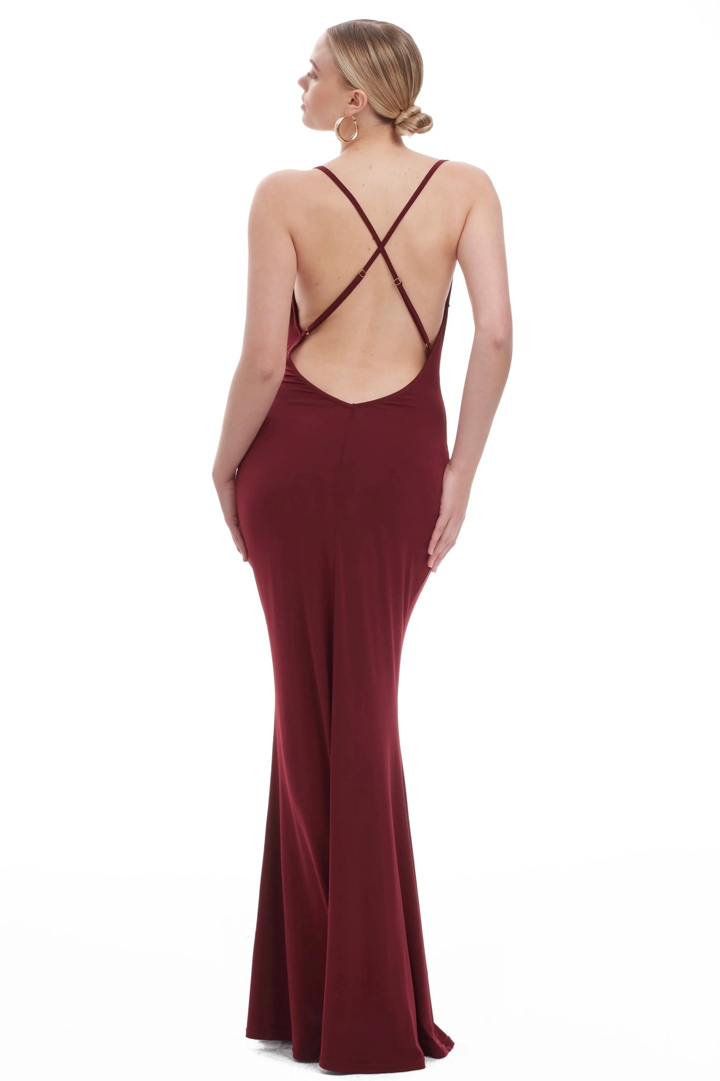 the nadia dress in burgundy