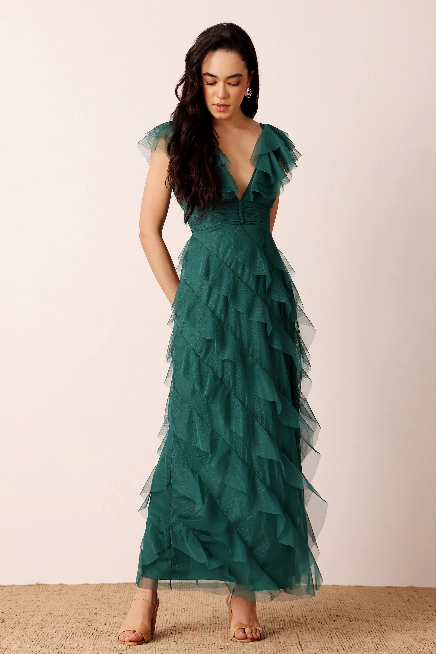 Carpathia Maxi Dress in Emerald Green