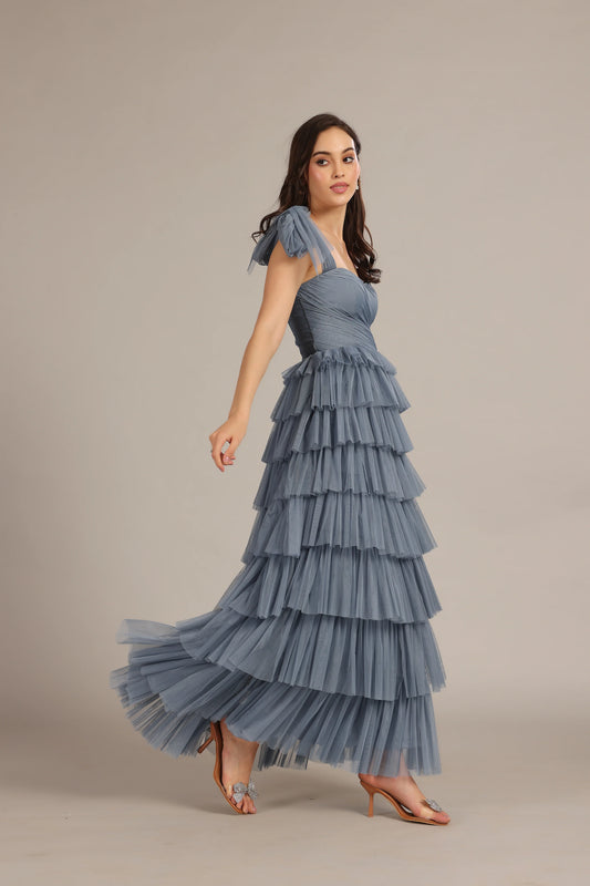 The Ophelia Maxi Dress in Dusty Blue