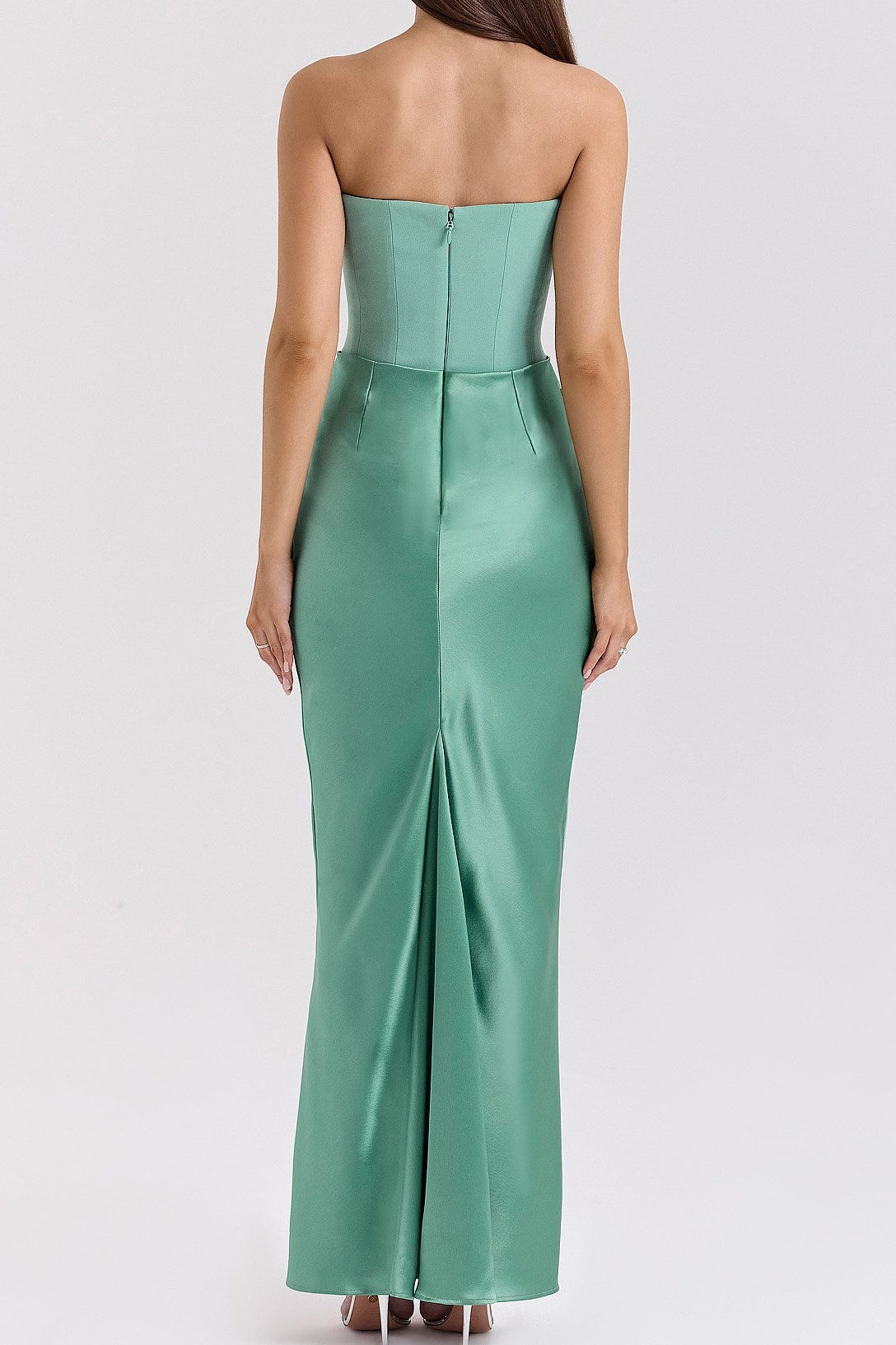 House of CB Persephone Jade Green Corset Strapless Gown Hire — Size M