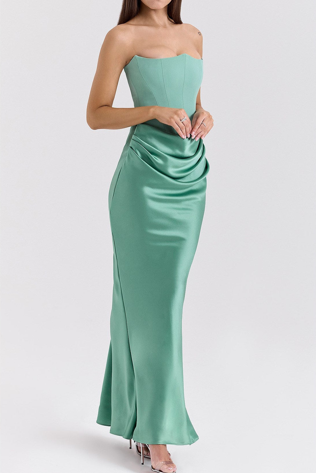 The Persephone Dress in Jade Green