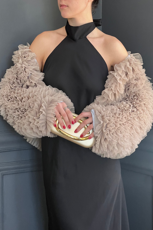 The Ruffle Statement Jacket in Beige