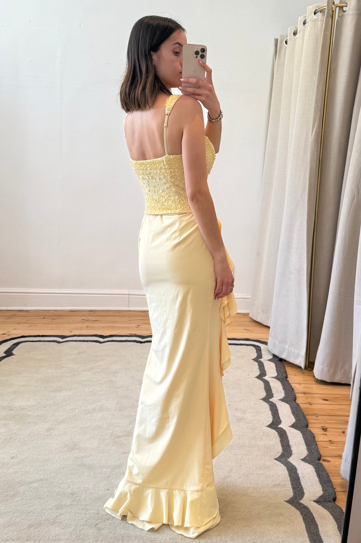 The Robina Embellished Ruffle-Trim Corset Gown