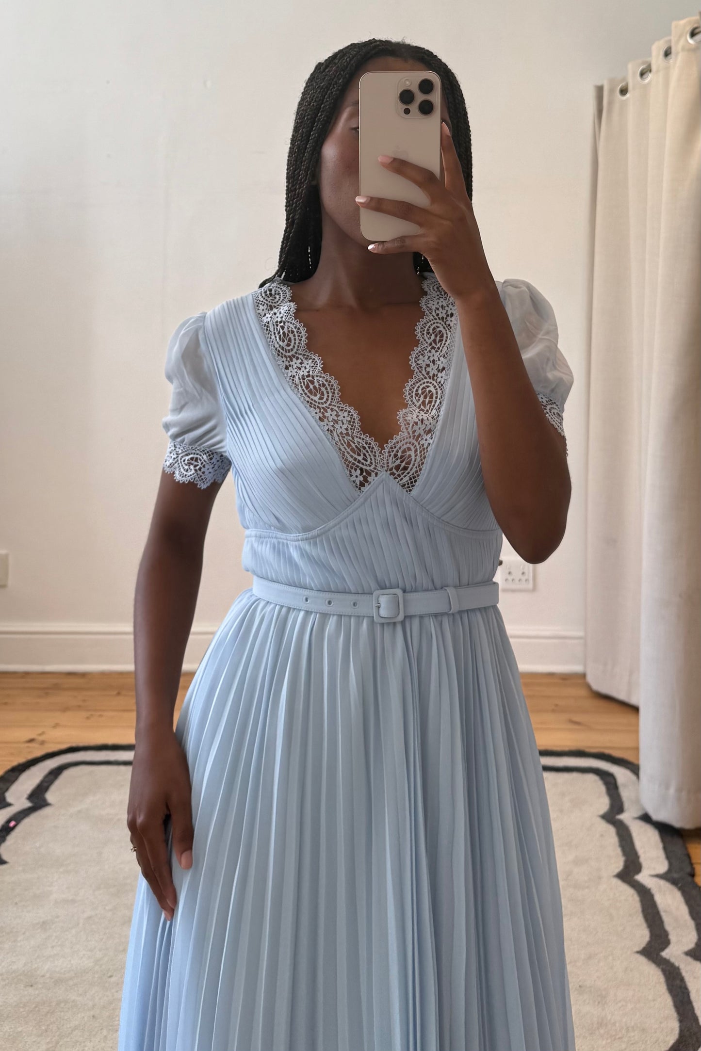 The Blue Chiffon Midi Dress