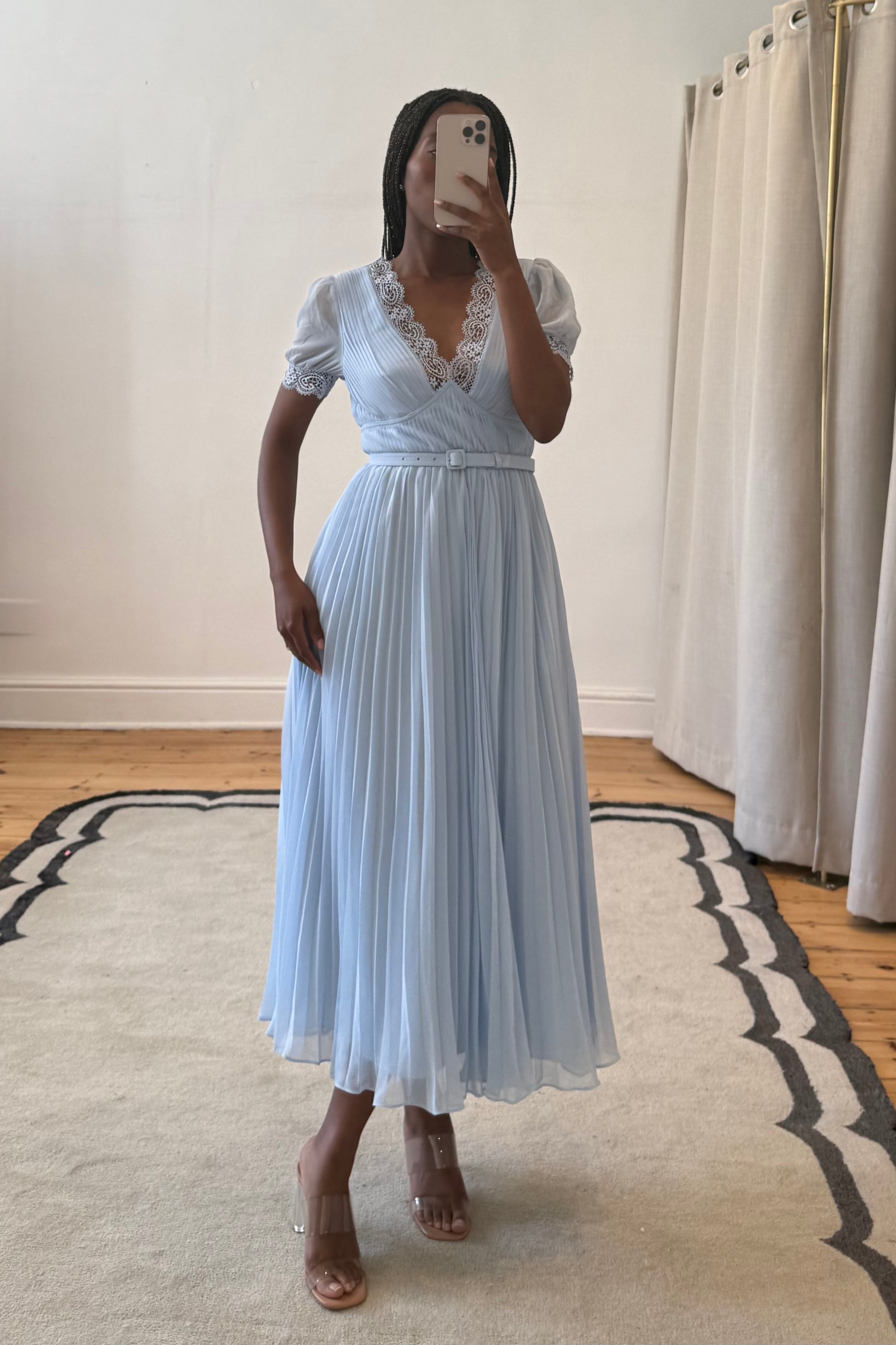 The Chiffon Midi Dress | Self Portrait | Blue The Chiffon Midi Dress | Self Portrait | Blue