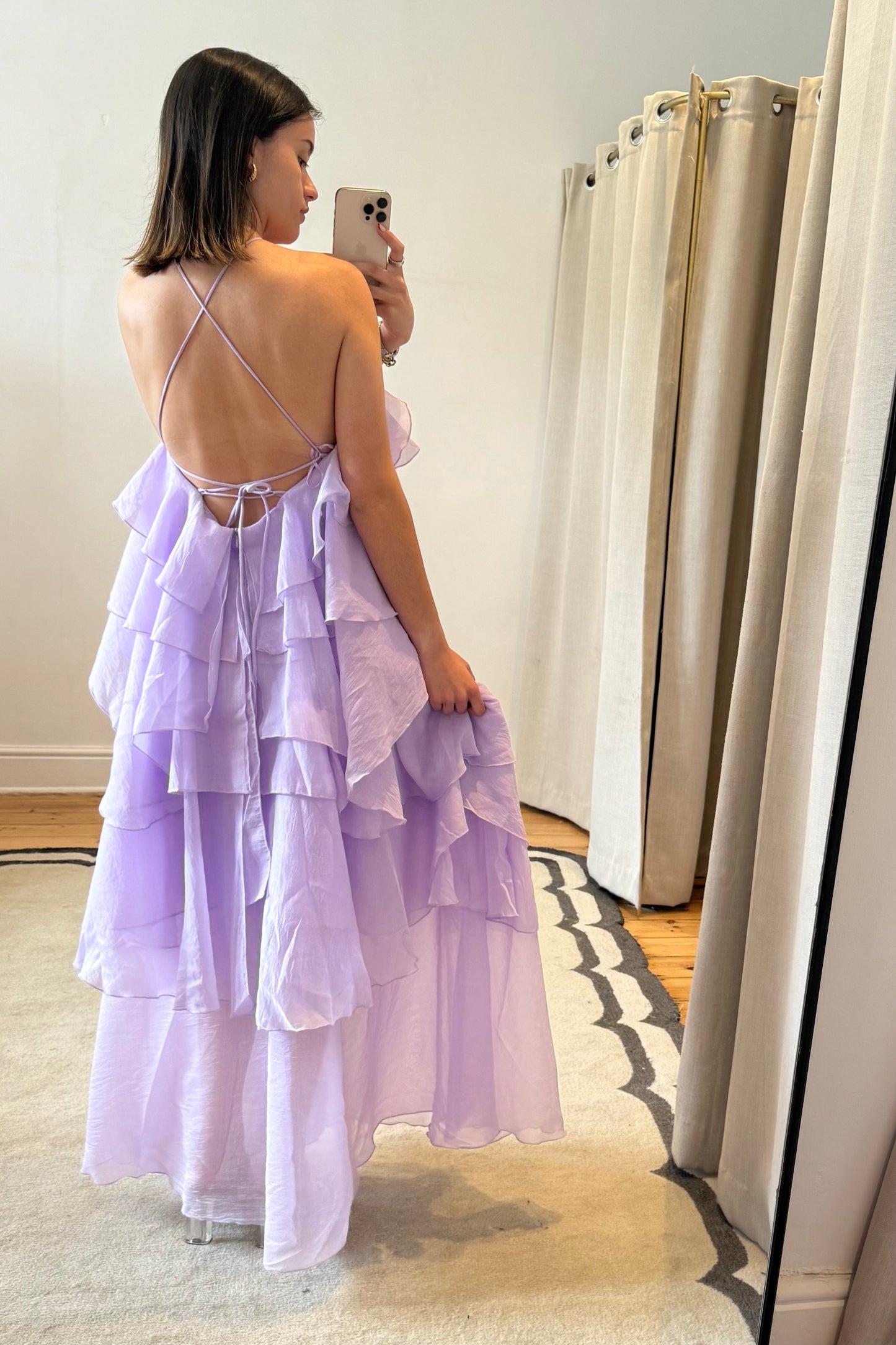 Off-Shoulder Ruffle Layered Maxi Dress