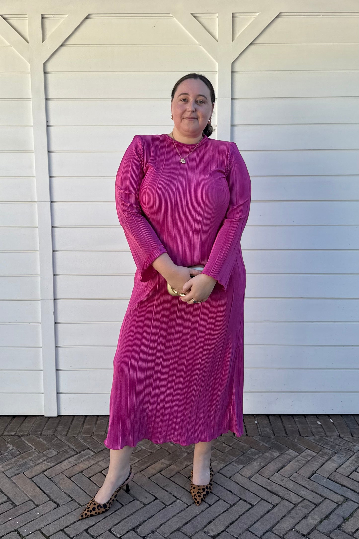 Pink Rosey Plisse Dress