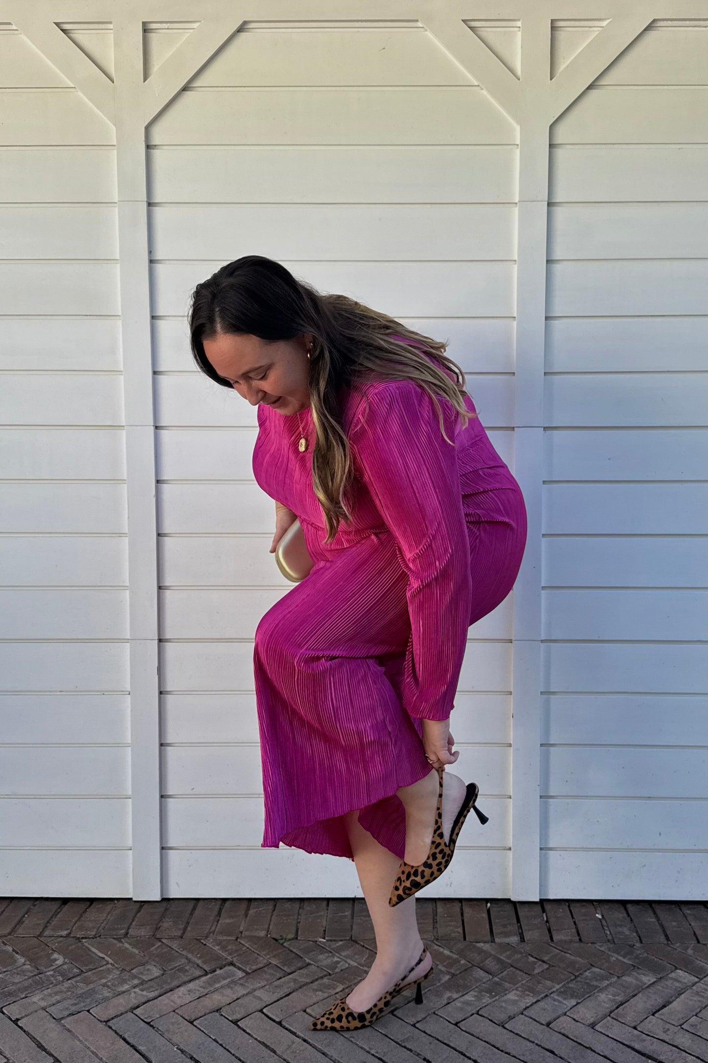Pink Rosey Plisse Dress