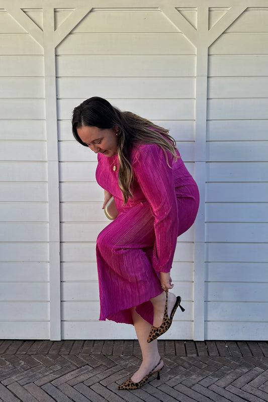 Pink Rosey Plisse Dress
