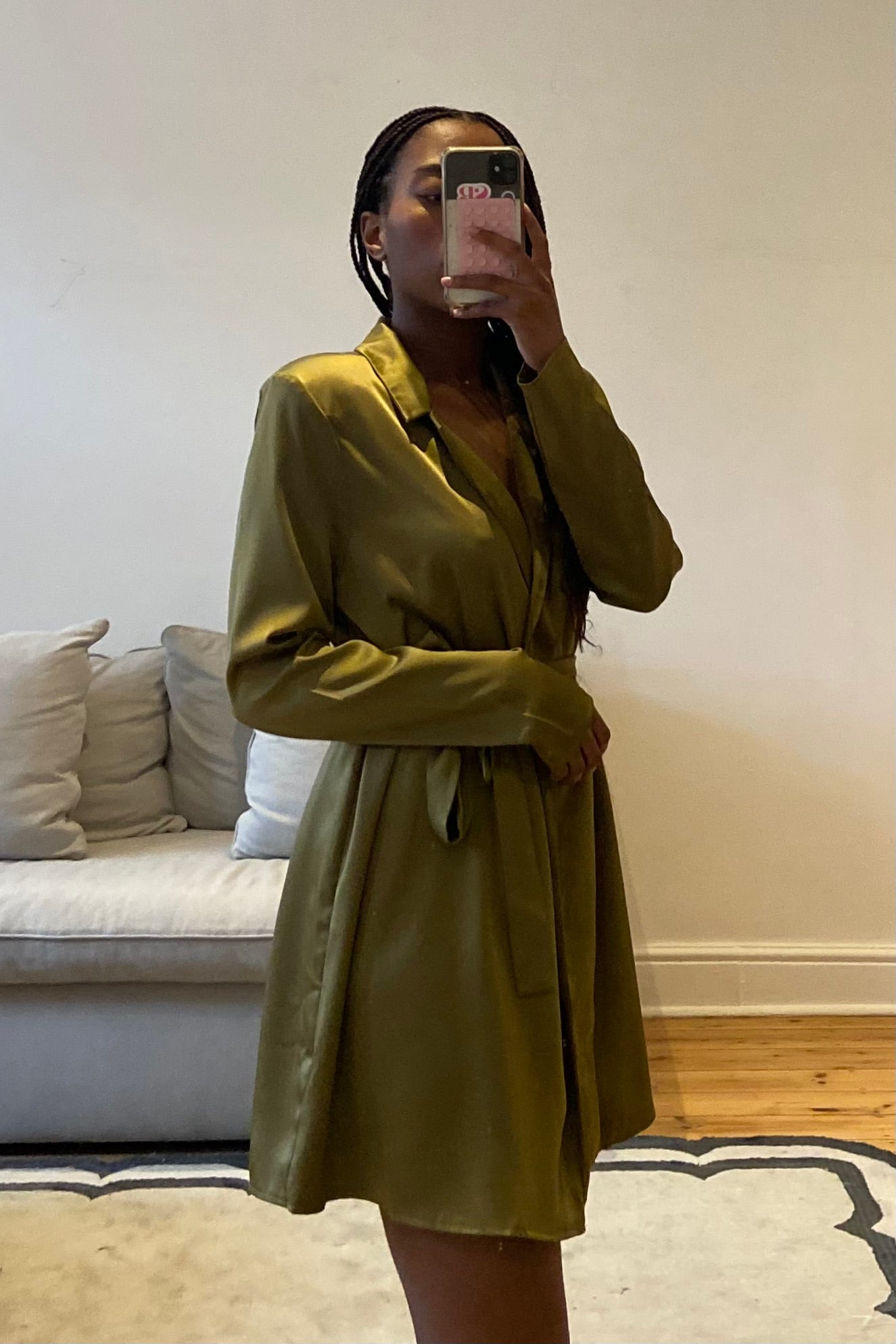 Elegant olive satin blazer-style Lina Jacket by ASOS, perfect for formal layering

