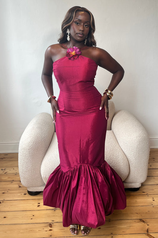 The Calina midi Dress - Maroon