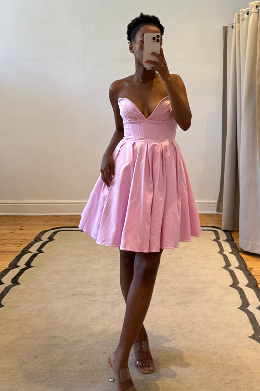 Mar Cotton Candy Twill Strapless Mini Dress