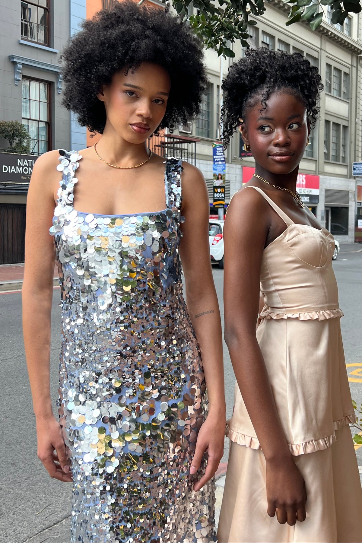 The Lara Sequin Maxi Dress by Lara Louise Designs in red, available to hire at Style Rotate