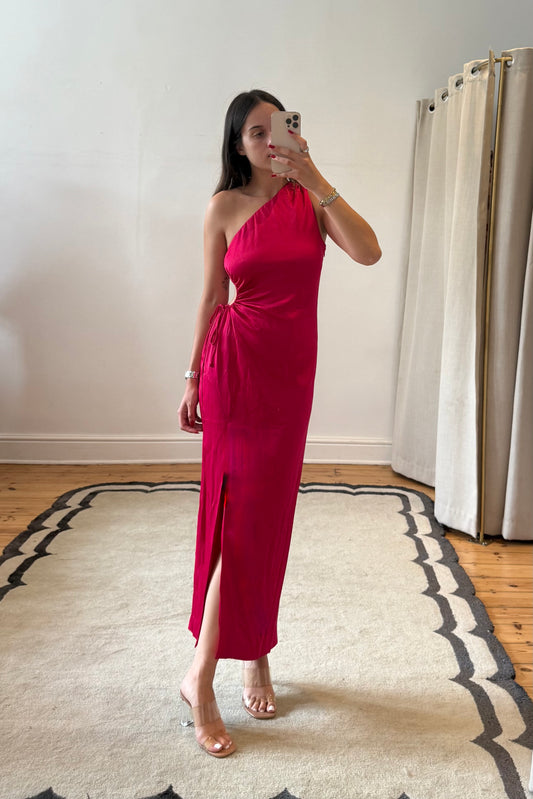 Rosabella Satin Cut-Out Midi Dress