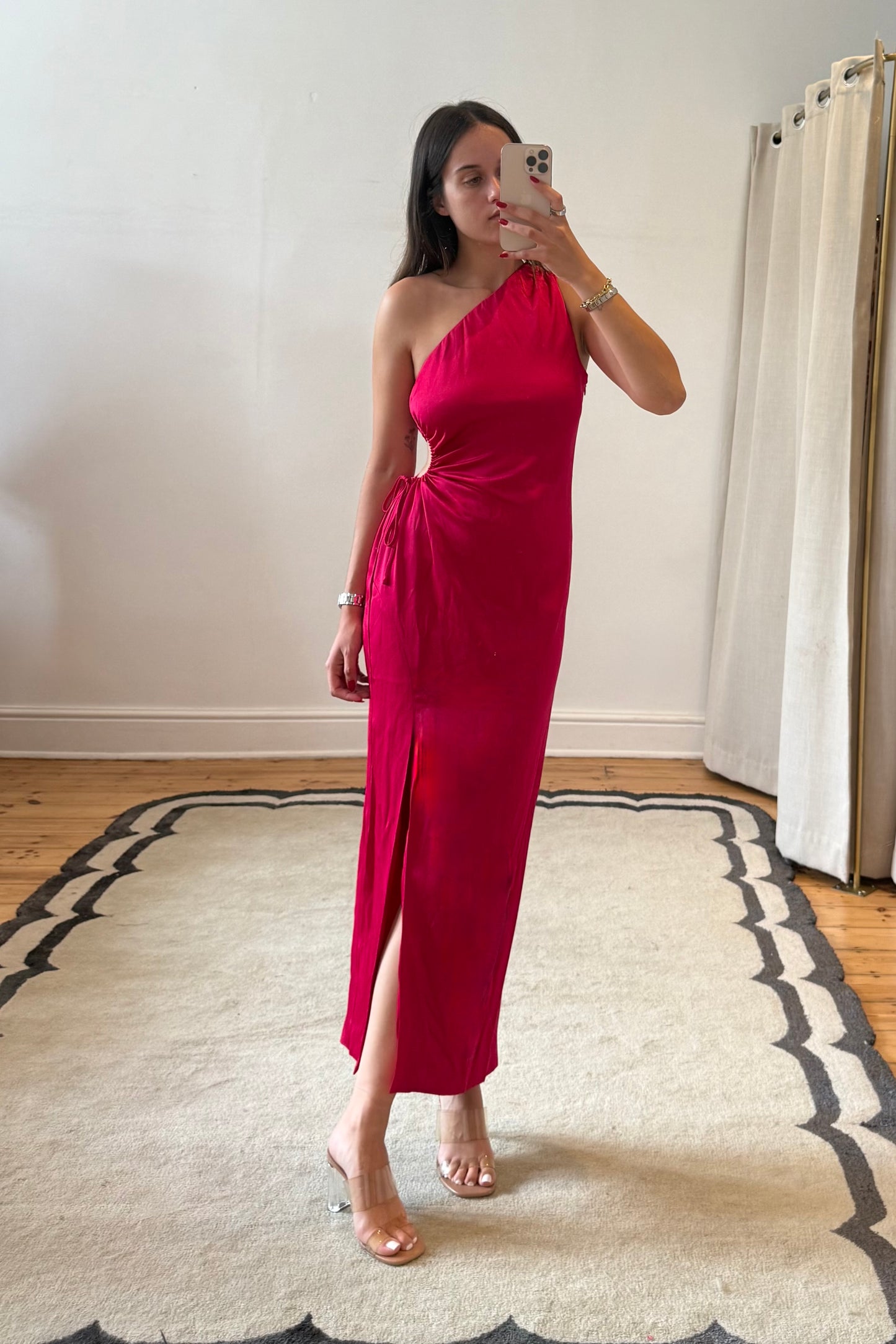 Rosabella Satin Cut-Out Midi Dress