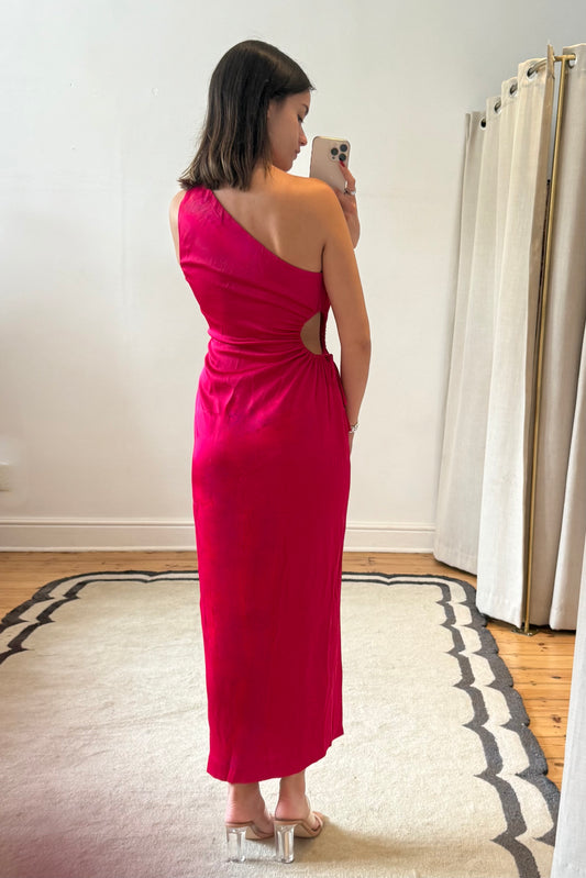 Rosabella Satin Cut-Out Midi Dress