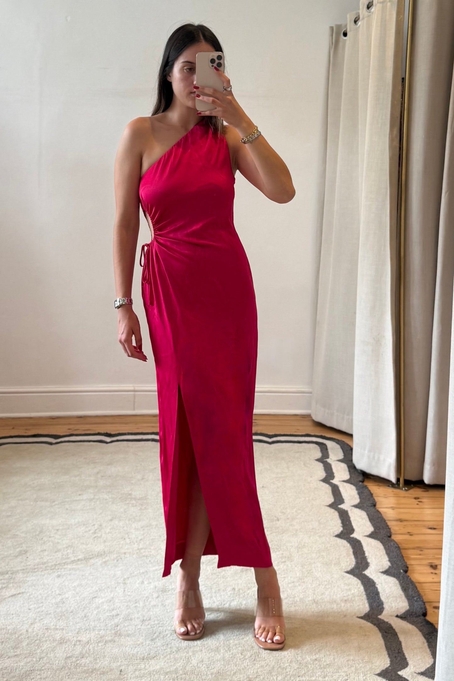 Rosabella Satin Cut-Out Midi Dress