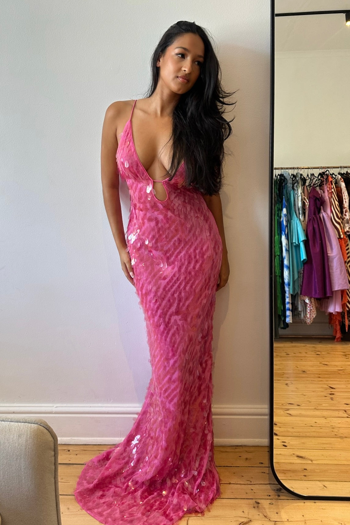 The Sapphire Sequin Gown in Pink Sequin