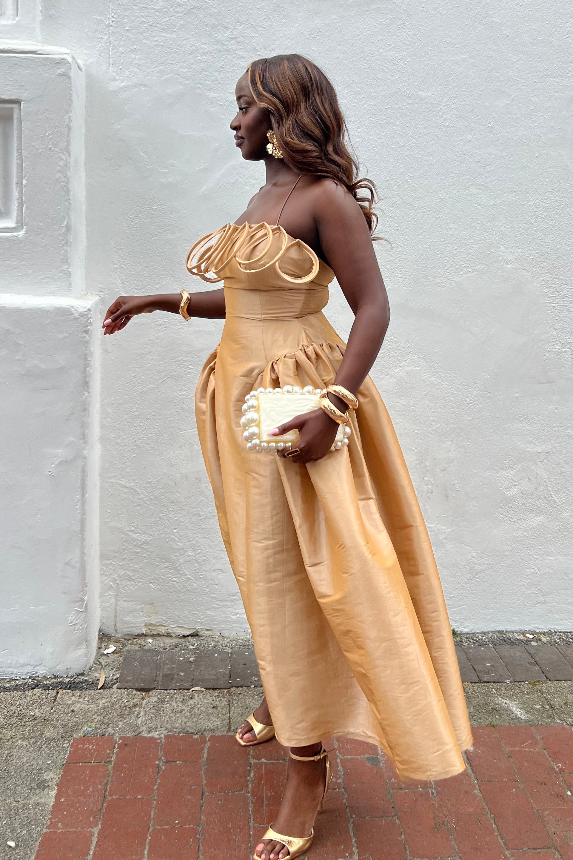 Meraki Midi Dress | Desire Iyama | Champagne Gold