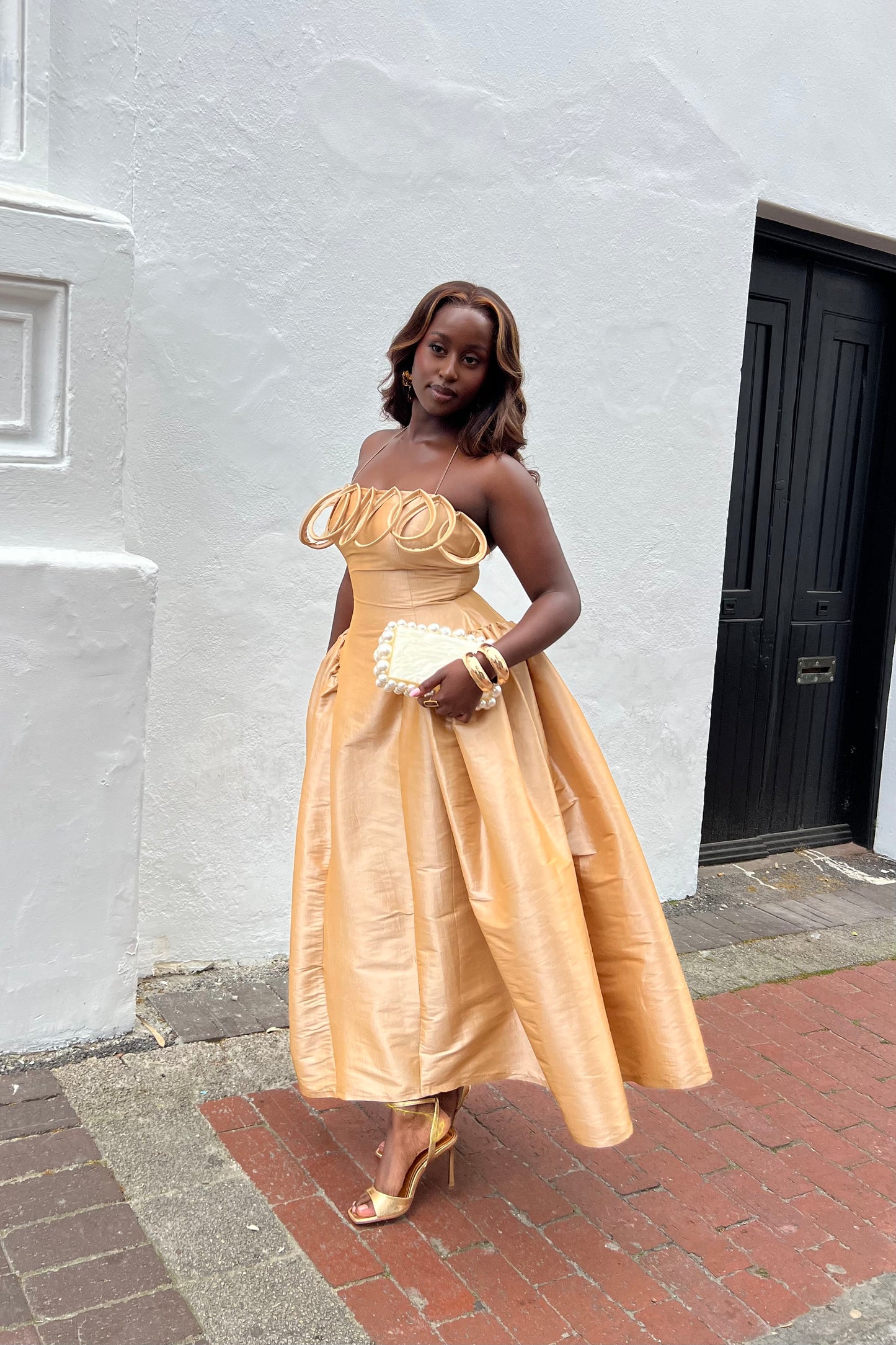 Meraki Midi Dress - Champagne Gold