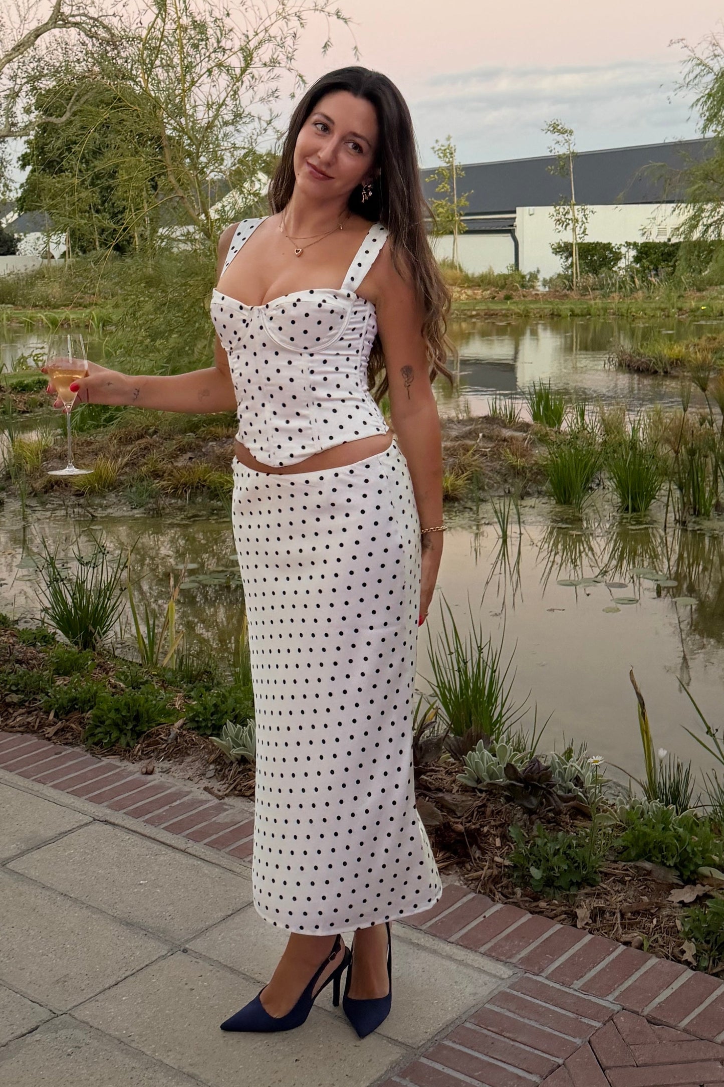 Karlita Polka Dot Bustier and Skirt