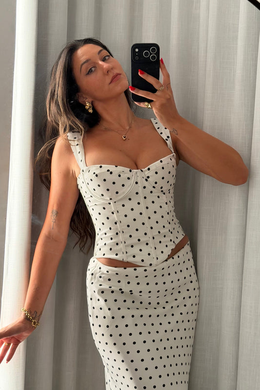 Karlita Polka Dot Bustier and Skirt