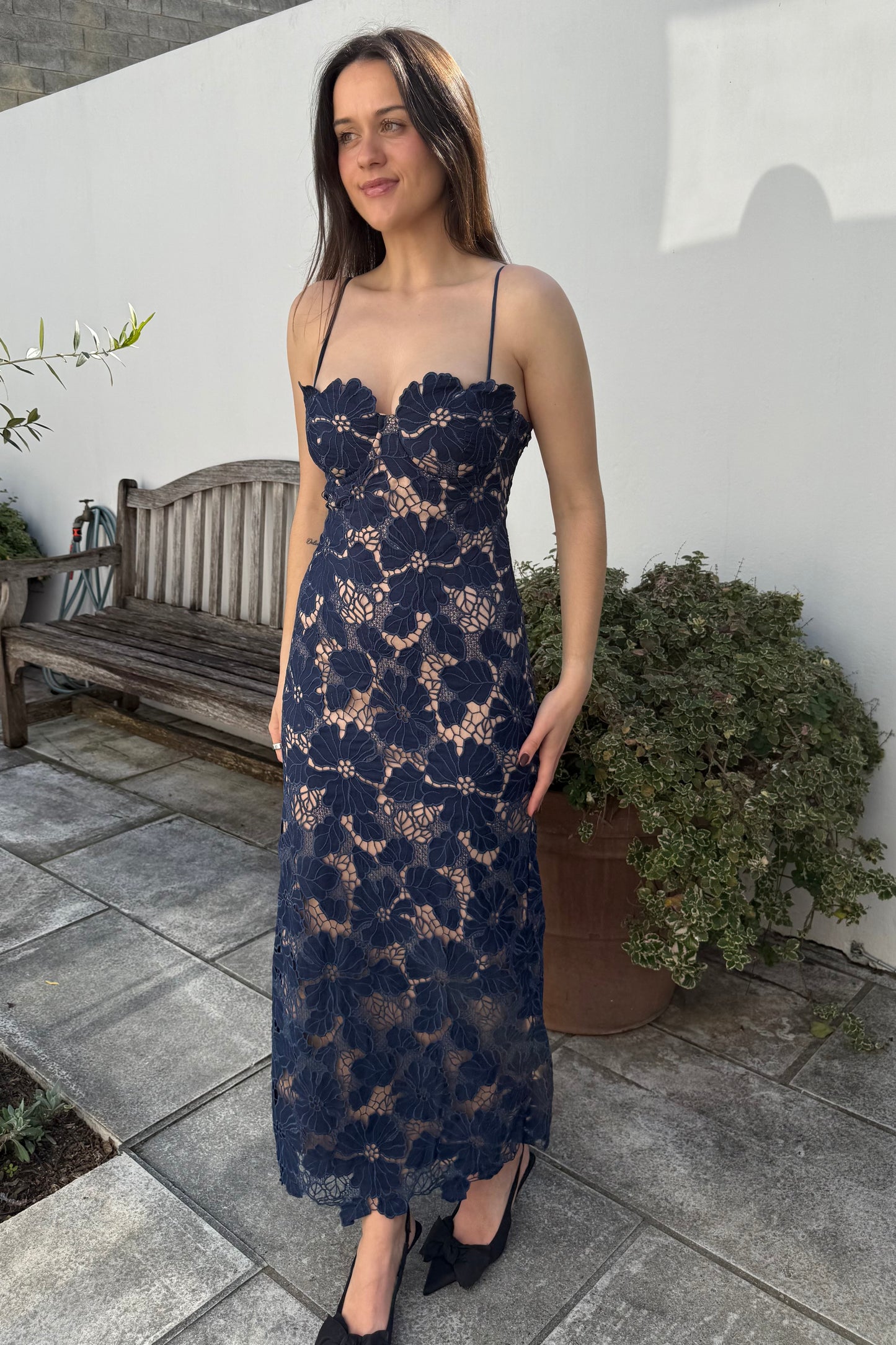 The Taylie Navy Lace Midi Dress