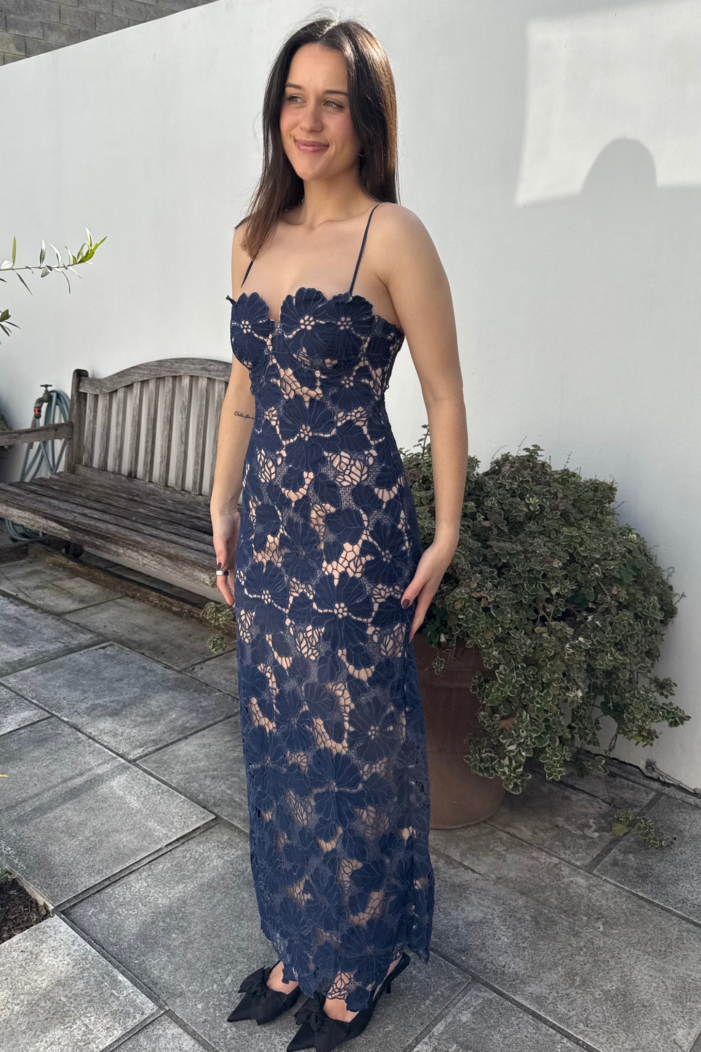 The Taylie Navy Lace Midi Dress