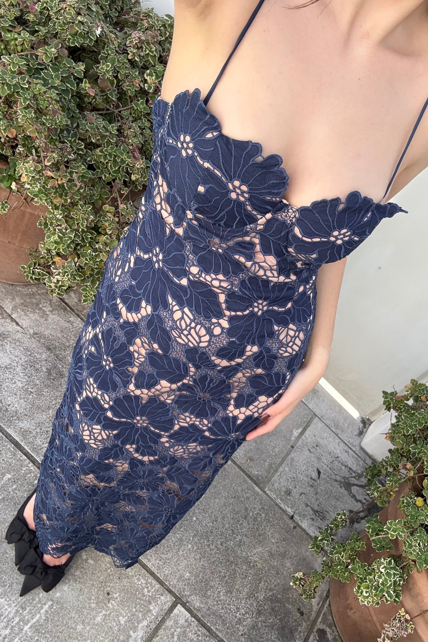 The Taylie Navy Lace Midi Dress