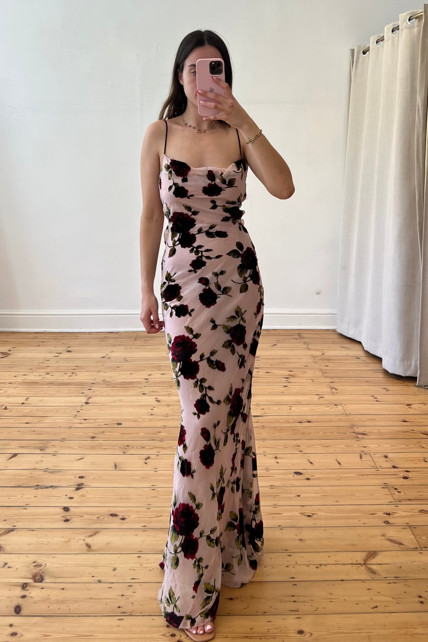 The Serena Pink Devore Maxi Dress