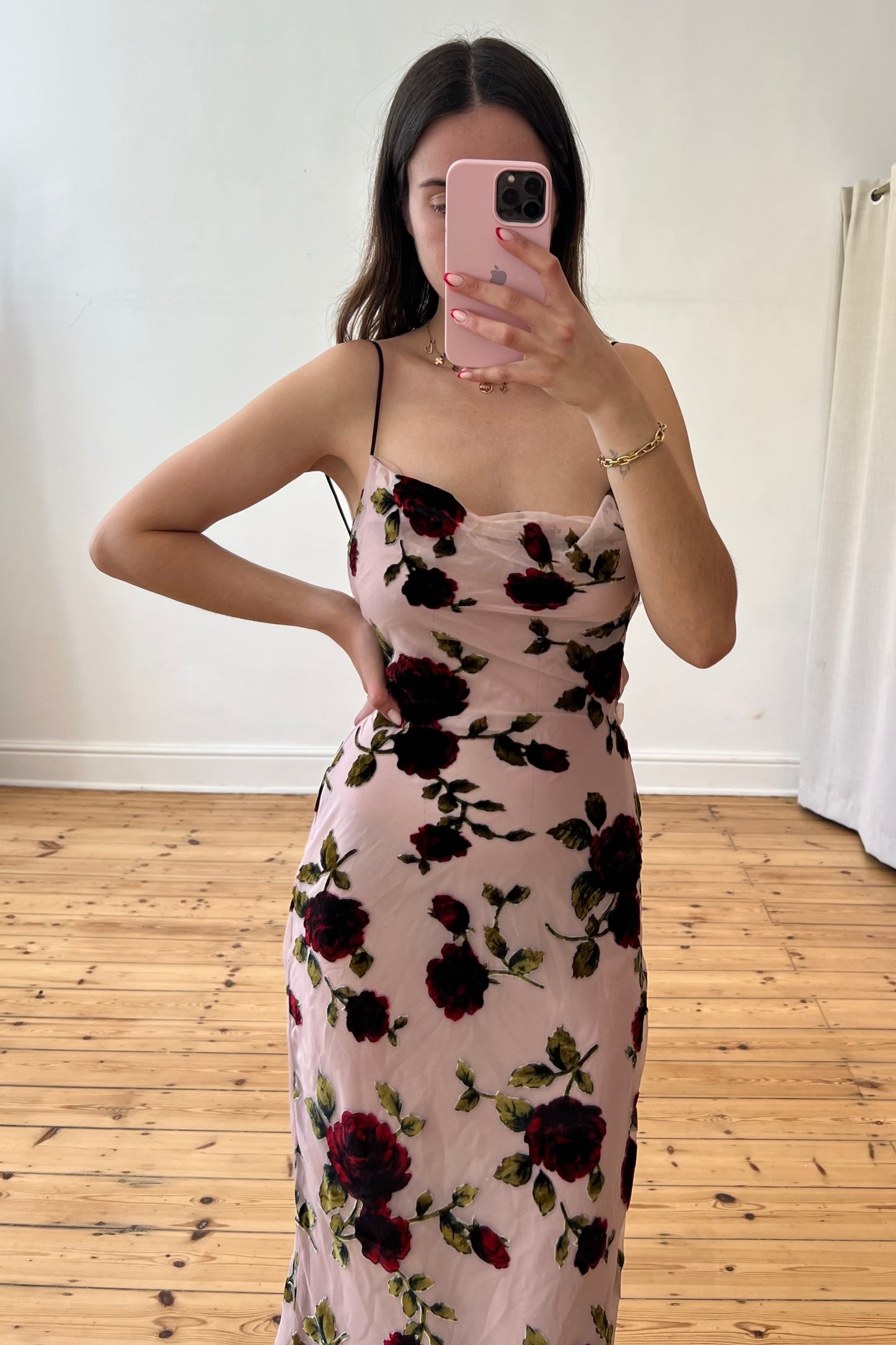 The Serena Pink Devore Maxi Dress