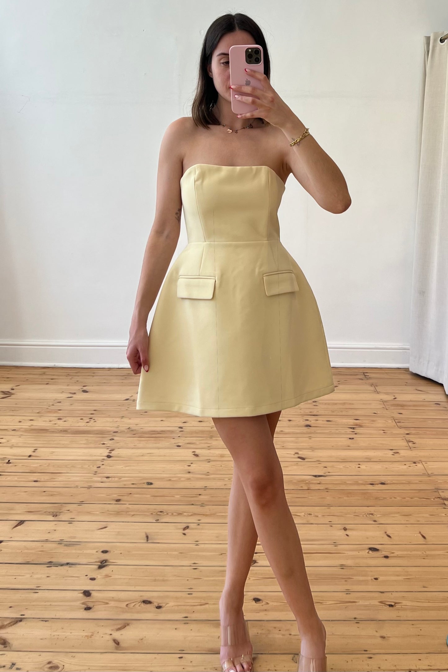 The Ultimate Muse Strapless Dress in Lemon