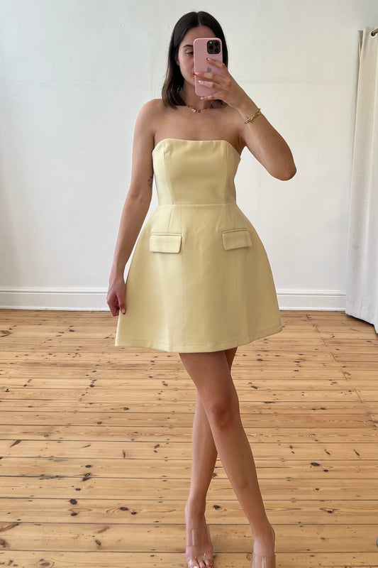 The Ultimate Muse Strapless Dress in Lemon