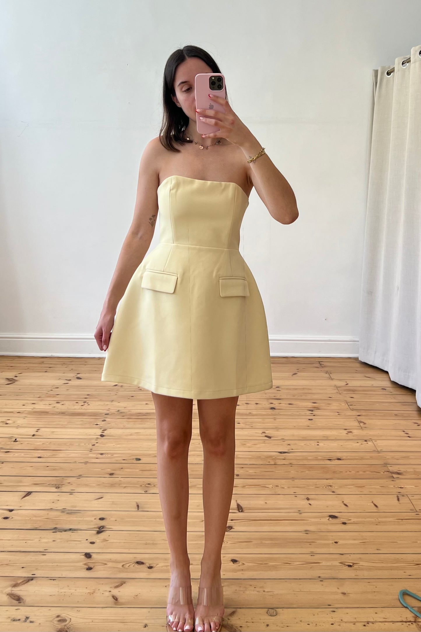 The Ultimate Muse Strapless Dress in Lemon